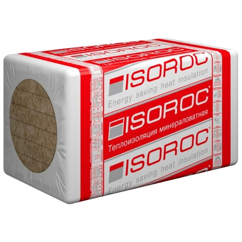 Плита минераловатная на основе базальта ПП-80 ISOROC 1000х600х50 мм (3,6 м², 0,18 м³, 6 плит)