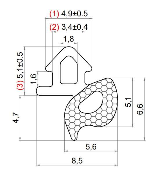 Уплотнитель CoEX для профиля REHAU 952 (рама, створка), EPDM, чёрный