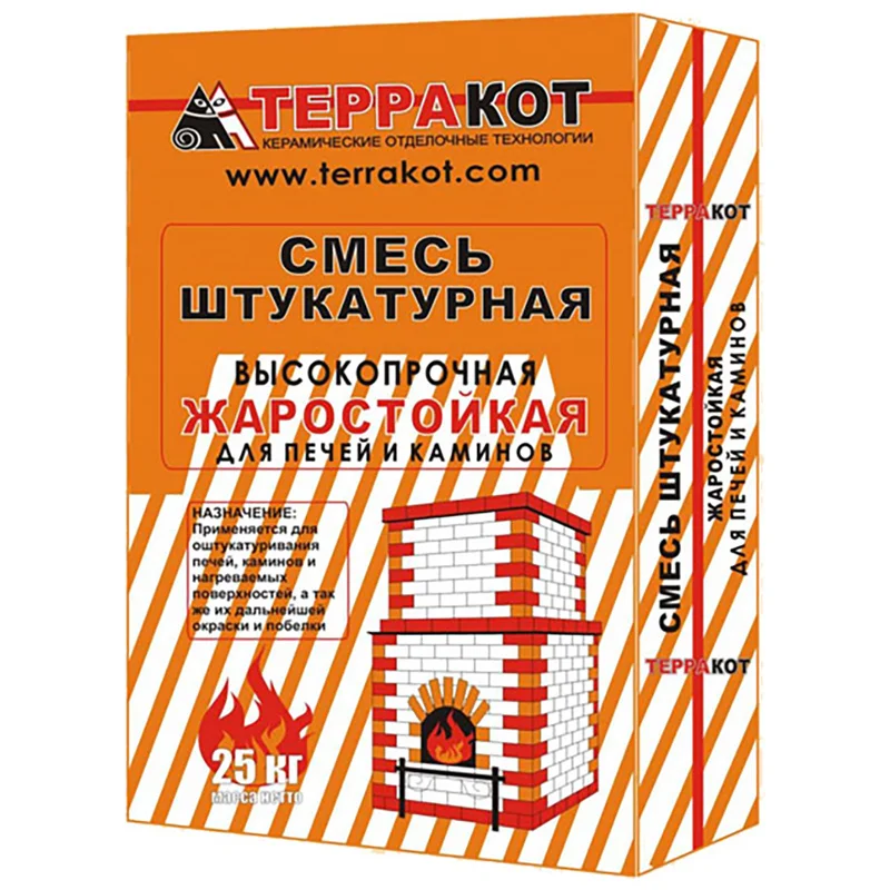 Смесь штукатурная жаростойкая ТЕРРАКОТ, 25 кг
