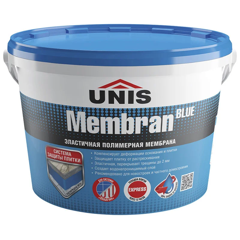Мембрана гидроизоляционная Юнис BLUE MEMBRAN 0,8-1 мм для внутренних работ, 4 кг