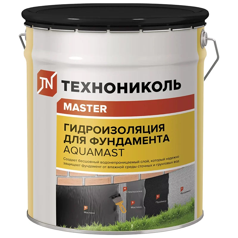 Мастика битумная гидроизоляционная для фундамента Аквамаст ТЕХНОНИКОЛЬ 18 кг