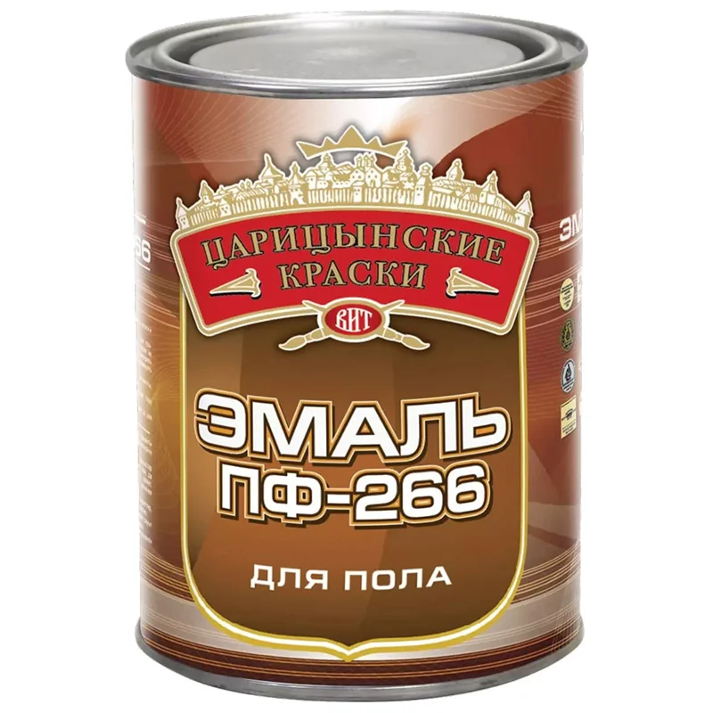 Эмаль для пола Царицынские Краски ПФ-266, золотисто-коричневая, 0.8 кг