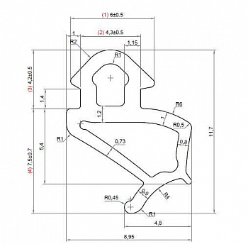 (SCLVK10S) Уплотнитель для профиля VEKA 254 (створка), EPDM, чёрный