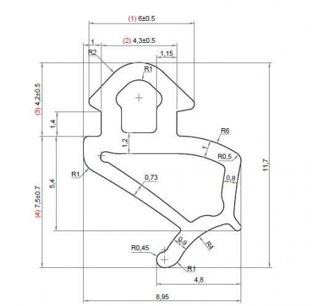 (SCLVK10G) Уплотнитель для профиля VEKA 254 (створка), EPDM, серый