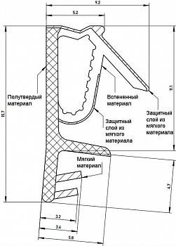 Уплотнитель для деревянных евроокон на наплав и фальц створки, ширина паза 3 мм, ТЭП, черный RAL 9004