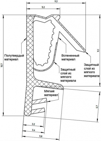 Уплотнитель для деревянных евроокон на наплав и фальц створки, ширина паза 3 мм, ТЭП, черный RAL 9004