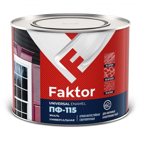 Эмаль FAKTOR ПФ-115 белая полуматовая, банка 1,9 кг