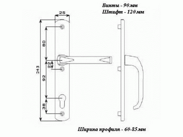 Гарнитур нажимной сплошной Elementis PZ/25/92/8 (длина штифта 120мм) Белый RAL9016