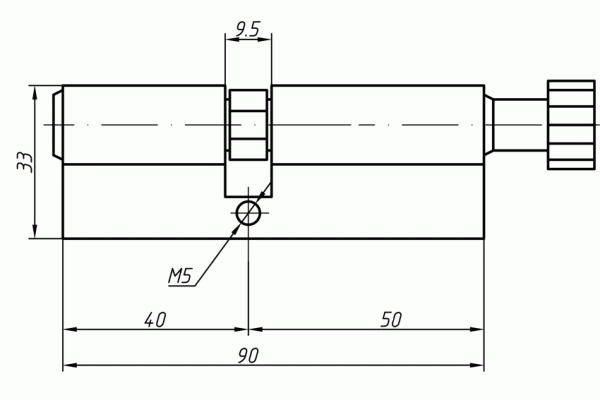 Цилиндр профильный MAXBAR с круглой ручкой 50 (ручка C)/40 (ключ)