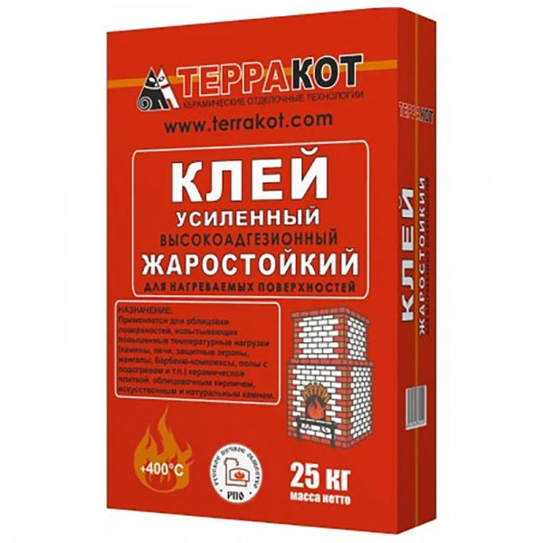 Клей плиточный жаростойкий усиленный Терракот, 25 кг