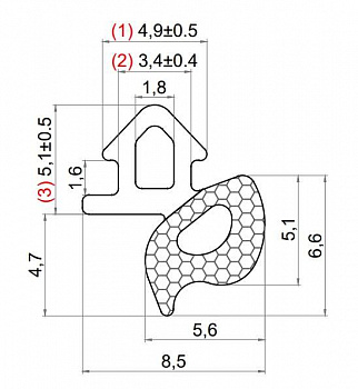Уплотнитель CoEX для профиля REHAU 952 (рама, створка), EPDM, чёрный