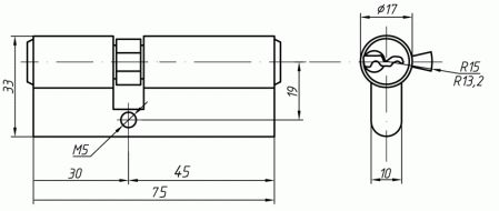 Цилиндр профильный MAXBAR 847/K 30-45, никелированный