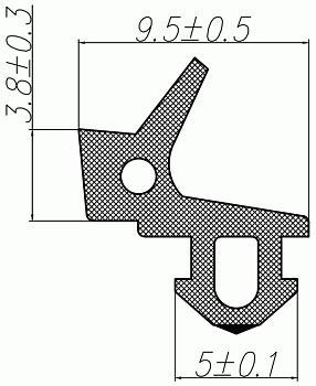 Уплотнитель для профиля KBE (255) (стеклопакет), серый, "ELEMENTIS", ТЭП