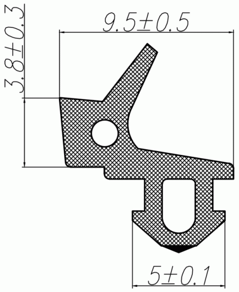 Уплотнитель для профиля KBE (255) (стеклопакет), серый, "ELEMENTIS", ТЭП