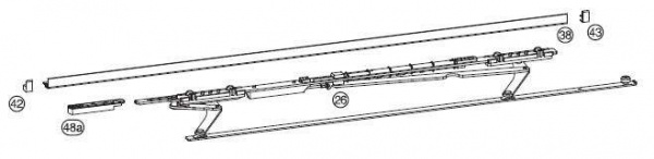 Ножницы+направляющая на створке Internika SP 1251-1650 правый, серебро