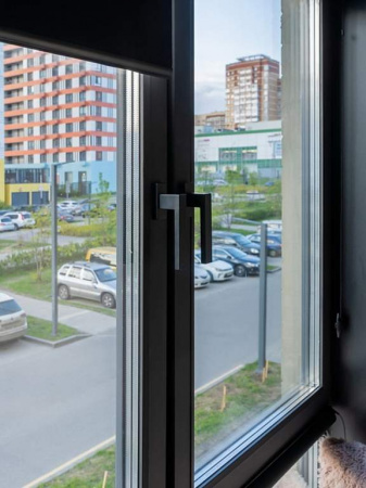 Ручка оконная Internika DUBLIN 35 мм, алюминиевая, 2 винта, черный матовый RAL9005M (45°)