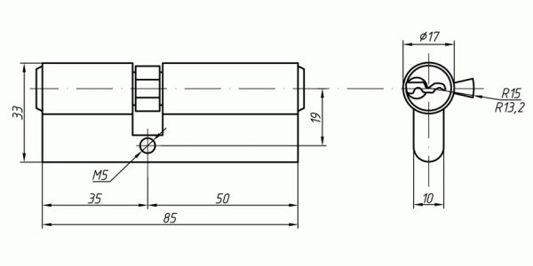 Цилиндр профильный MAXBAR 847/K1 35-50, никелированный