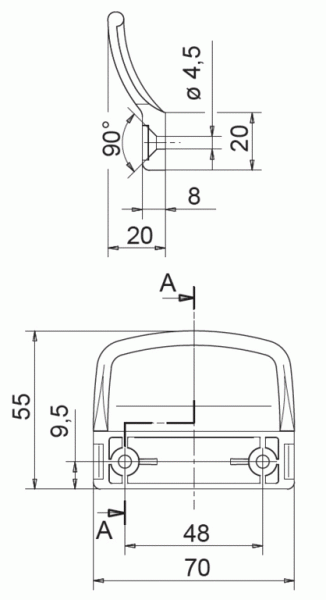 Ручка балконная Internika (2 части), коричневый