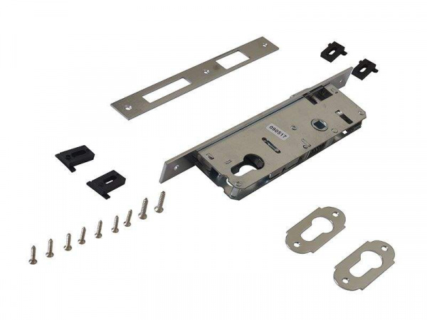 Замок ELEMENTIS ригель с защелкой c ответной планкой, 2 накладки, 1153/F23/35/85/8