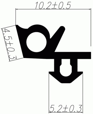Уплотнитель для профиля GEALAN (3152) (стеклопакет) модификация 1, черный, "ELEMENTIS", ТЭП