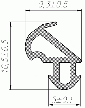Уплотнитель для профиля KBE (228) (рама, створка), серый, "ELEMENTIS", ТЭП