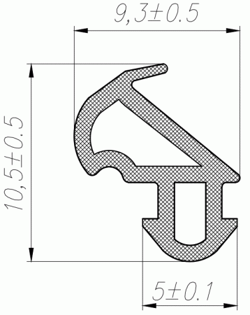 Уплотнитель для профиля KBE (228) (рама, створка), чёрный, "ELEMENTIS", ТЭП