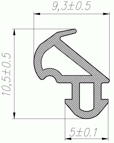 Уплотнитель для профиля KBE (228) (рама, створка), чёрный, "ELEMENTIS", ТЭП