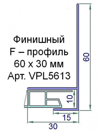Профиль (F) конечный Exter 60х30х16мм белый 6,0 м