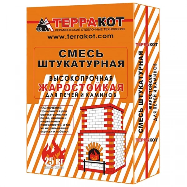 Смесь штукатурная жаростойкая ТЕРРАКОТ, 25 кг