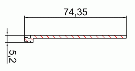 Профиль крышки для зоны прохода TST 1000 мм, неокрашенный, 25505508120