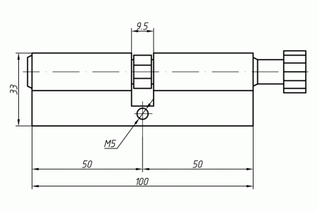 Цилиндр профильный MAXBAR с круглой ручкой 50 (ручка C)/50 (ключ),никелированный