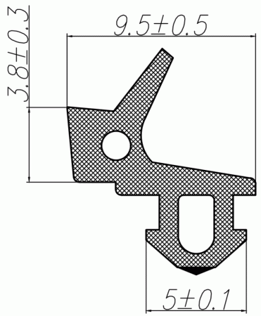 Уплотнитель для профиля KBE (255) (стеклопакет), чёрный, "ELEMENTIS", ТЭП