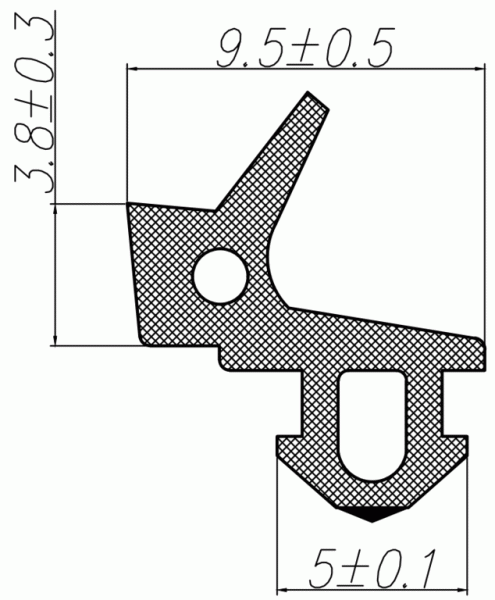 Уплотнитель для профиля KBE (255) (стеклопакет), чёрный, "ELEMENTIS", ТЭП