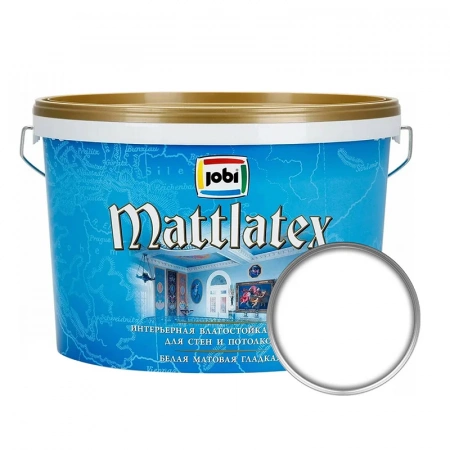 Краска интерьерная JOBI Mattlatex влагостойкая, латексная, матовая, база А, 2.5 л