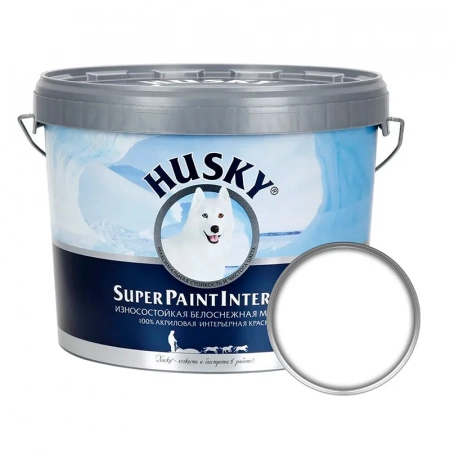 Краска интерьерная матовая акриловая ВД HUSKY Super Paint Interior белая, база А, 10 л