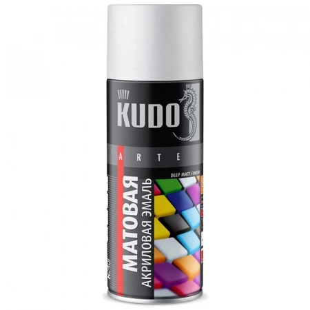 Аэрозольная эмаль белая матовая акриловая KUDO RAL 9003 520 мл