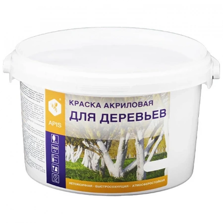 Краска акриловая для деревьев белая, ведро 3 кг, APIS