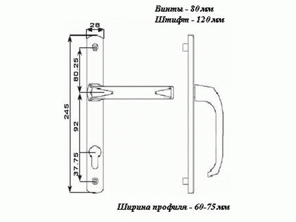 Гарнитур нажимной Elementis DENIZ подпружиненный 28/92 Черный RAL9005