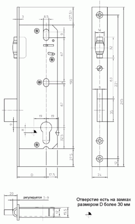 Замок с роликом, 51/PZ/F24/30, 3317643