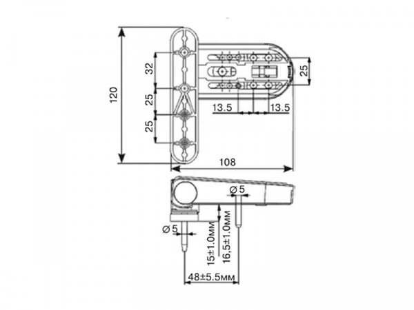 Петля дверная Elementis 16,5-19/108-48 Белый RAL9016