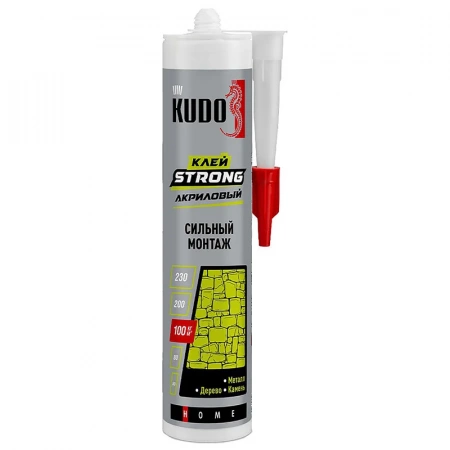 Клей для сильного монтажа универсальный акриловый KUDO HOME Strong белый, 280 мл