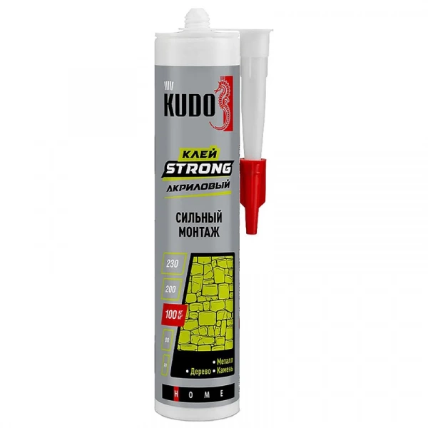 Клей для сильного монтажа универсальный акриловый KUDO HOME Strong белый, 280 мл