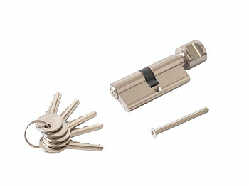 Цилиндр профильный ELEMENTIS с ручкой 35(ключ)/35(ручка), 5 ключей, никелированный