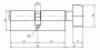 Цилиндр профильный MAXBAR с плоской ручкой CVG/K 45(ручка)/45 (ключ),никелированный
