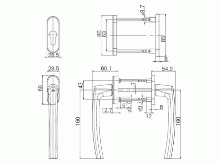 Гарнитур нажимной RotoLine Patio, бронза R05.5