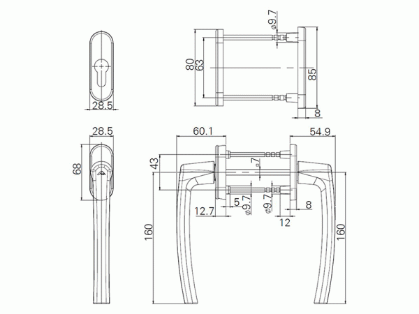 Гарнитур нажимной RotoLine Patio, средняя бронза