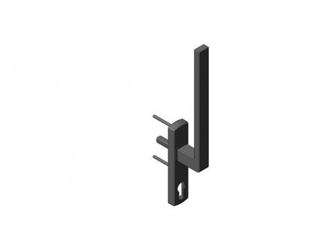 Ручка KORA KEY 240, розетка с отверстием под профильный цилиндр, с четырёхгранным штифтом 10 мм, 180 градусов, межосевое 80 мм, GOS-S HD, неокрашенная, 02706005