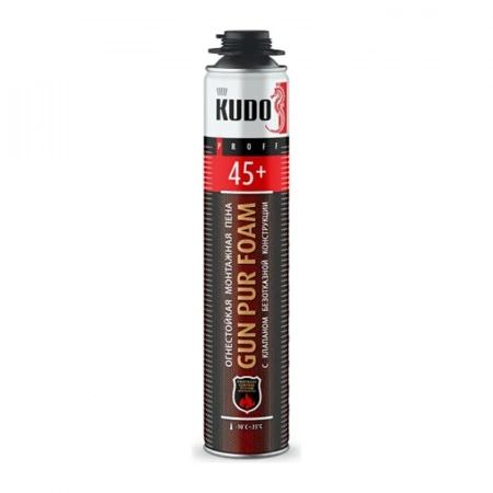 Пена монтажная KUDO PROFF 45+ профессиональная, полиуретановая, огнестойкая, всесезонная
