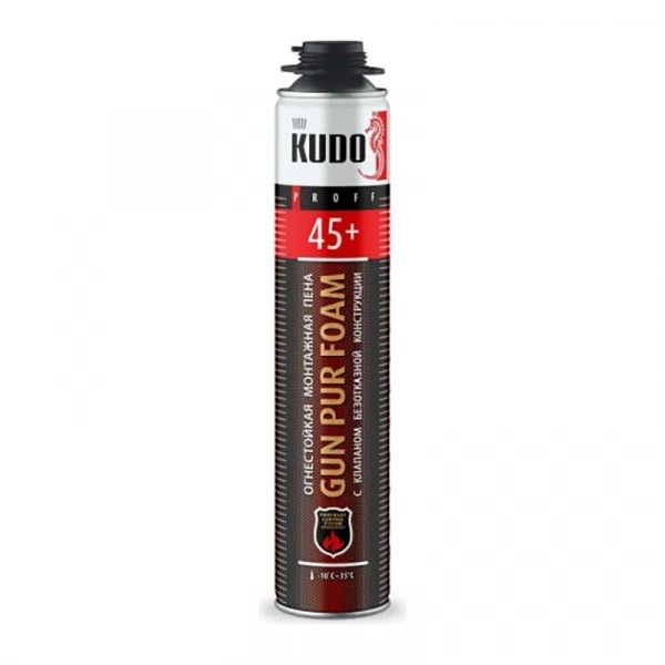 Пена монтажная KUDO PROFF 45+ профессиональная, полиуретановая, огнестойкая, всесезонная