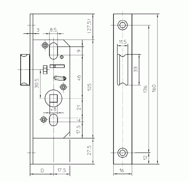 3441477 Защелка дверная KFV 68\F16\35\8